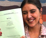 Gina Martin holding Voyeurism (Offences) Bill