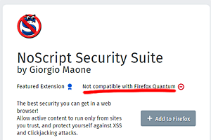 Noscript not compatable with Firefox Quantum
