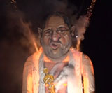 Huge Harvey Weinstein effigy burnt