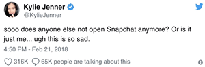 Kylie Jenner: “sooo does anyone else not open Snapchat anymore?