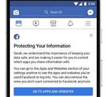 Facebook “Protecting your information” notification